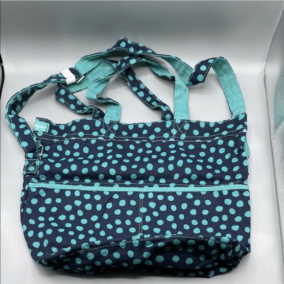 Thirty One Retro Metro Fold Over Tote Navy Lotsa Dots NNP - Picture 1 of 12